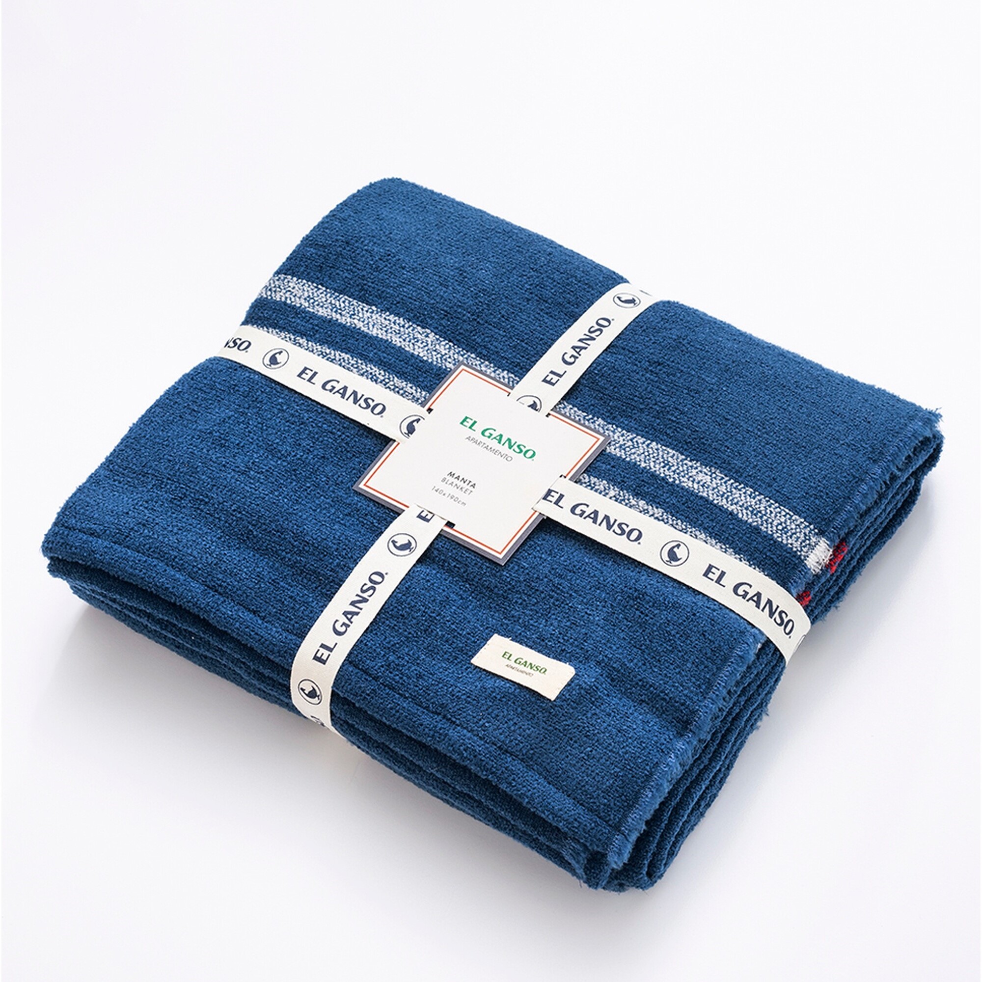 Manta de punto 140x190cm 340gr hilo teñido color azul marino el ganso