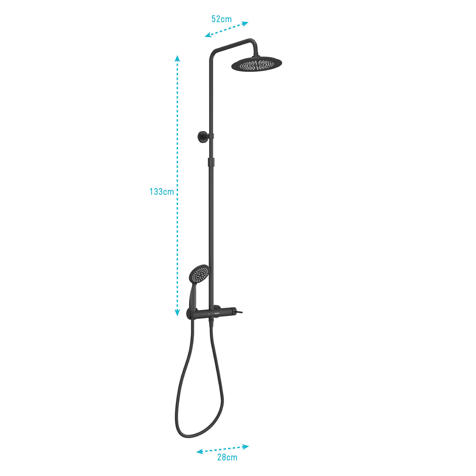 Colonne de douche Mécanique finition Noire Mate - 133x28x52 cm - MOLLY BLACK