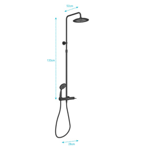 Colonne de douche Mécanique finition Noire Mate - 133x28x52 cm - MOLLY BLACK