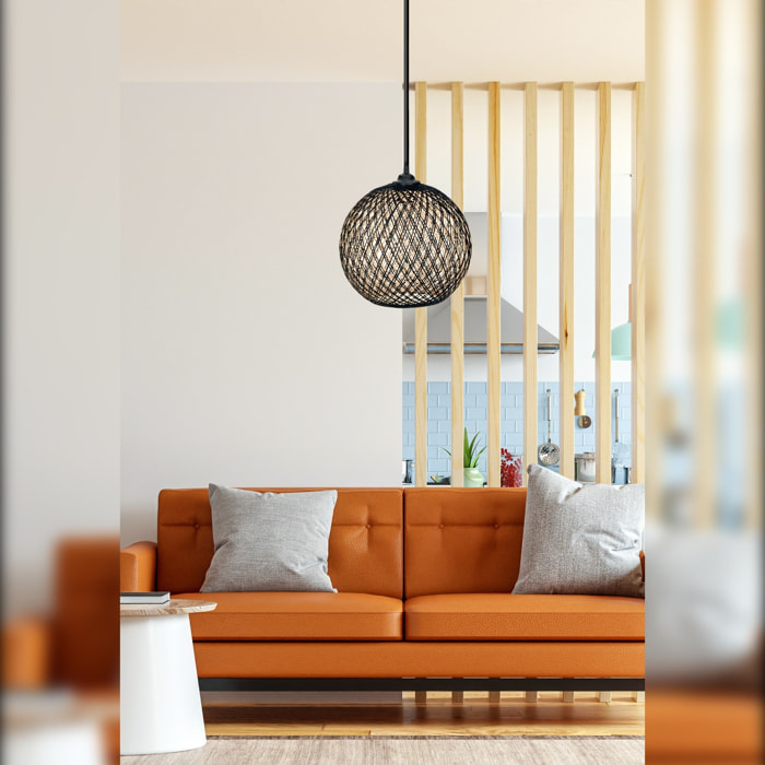 Lámpara de techo con Yute, hecho a mano color Marrón Crudo Negro