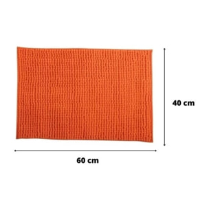 Lot de 2 Tapis de bain Microfibre CHENILLE 50x80cm Orange MSV