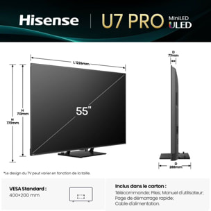 TV Mini LED HISENSE 55U7Q PRO 2025 (139cm)