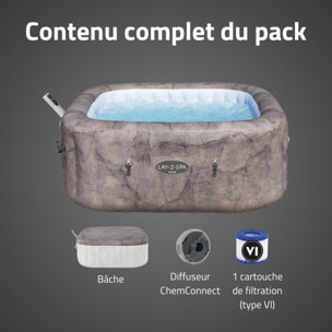 Bestway Spa gonflable carré Lay-Z-Spa Rome Smart AirJet EnergySense avec WiFi 4-6 personnes