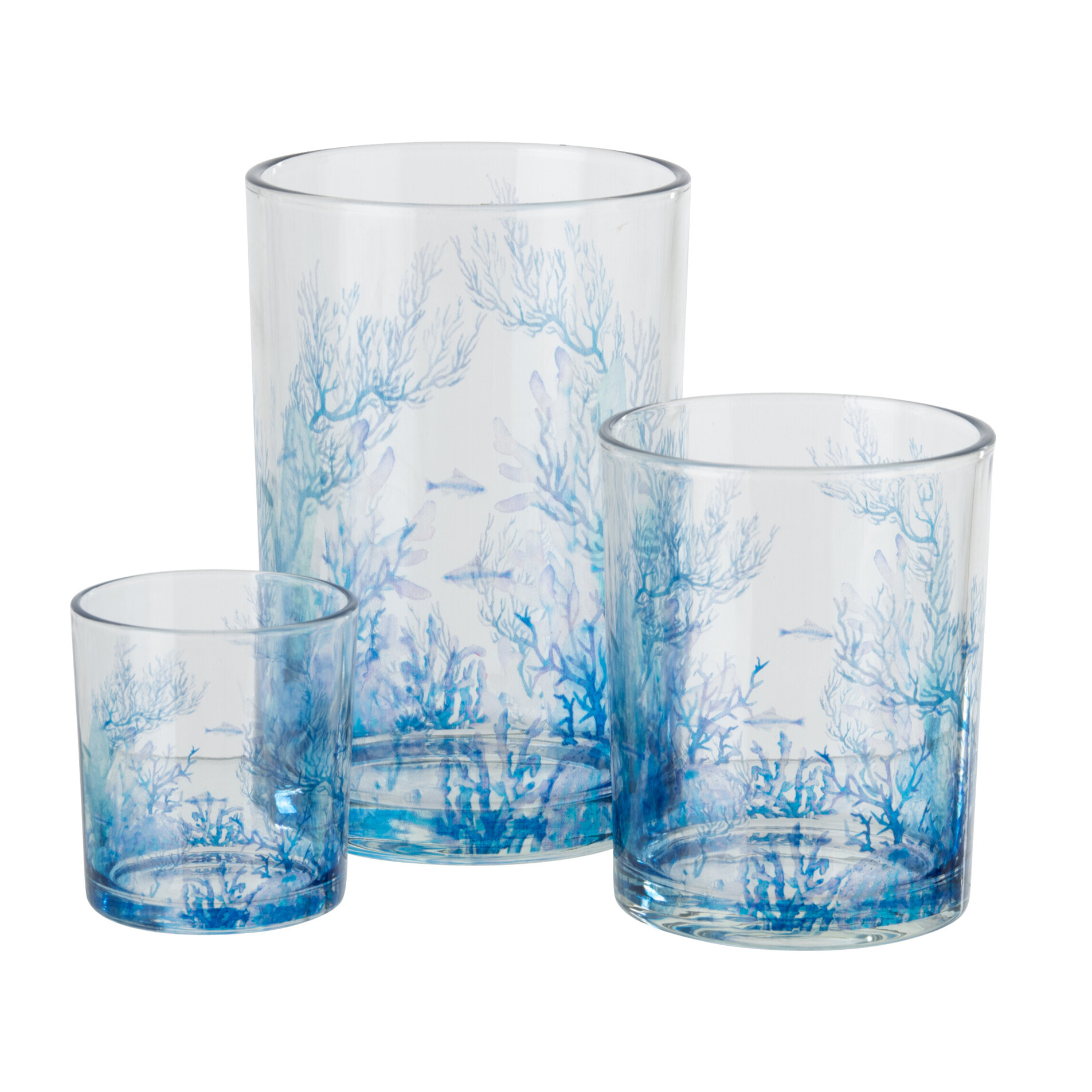 J-Line Photophore Corail - verre - bleu/transparent - large