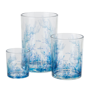 J-Line Photophore Corail - verre - bleu/transparent - large