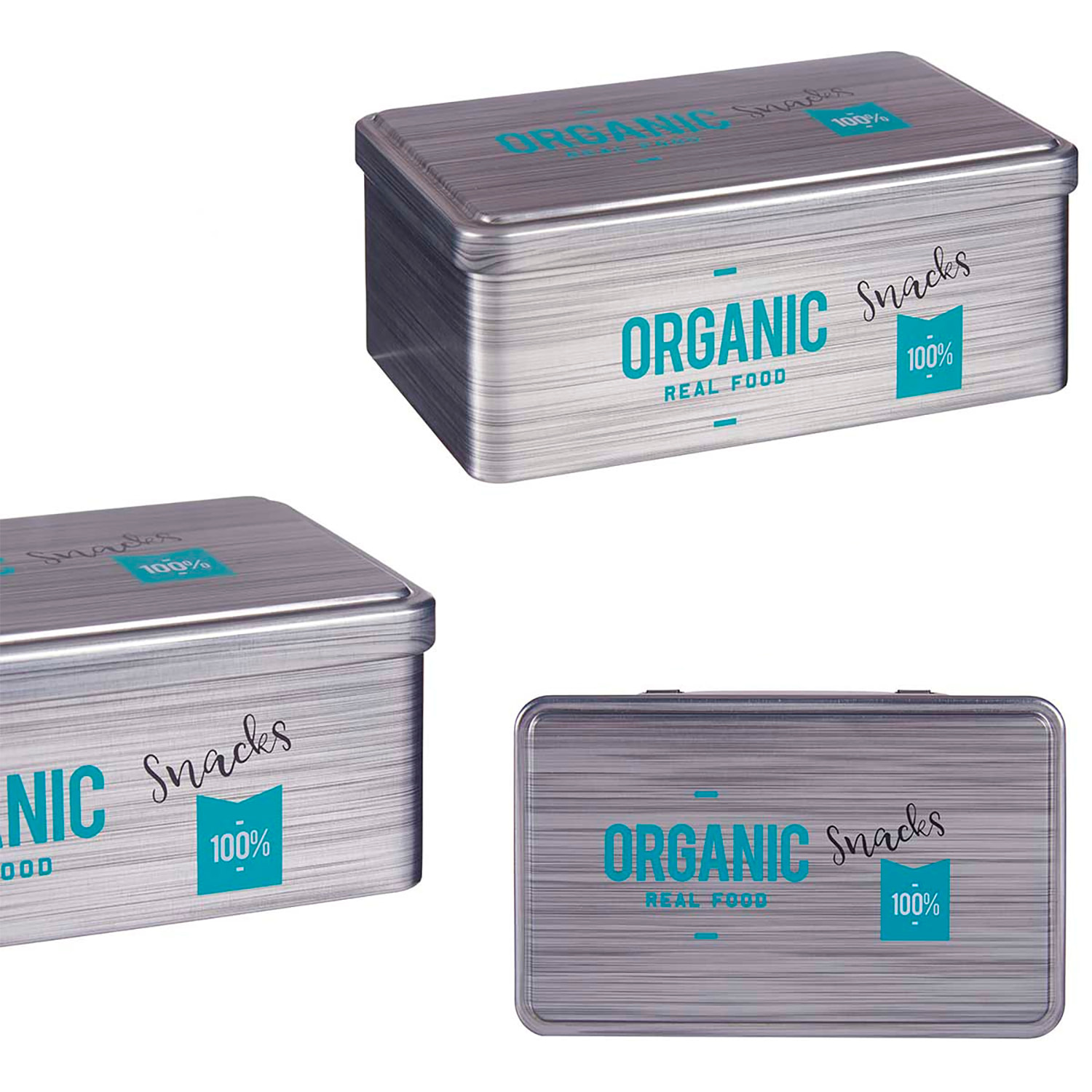 SCATOLA DI LATTA RETTANGOLARE SNACK BIO