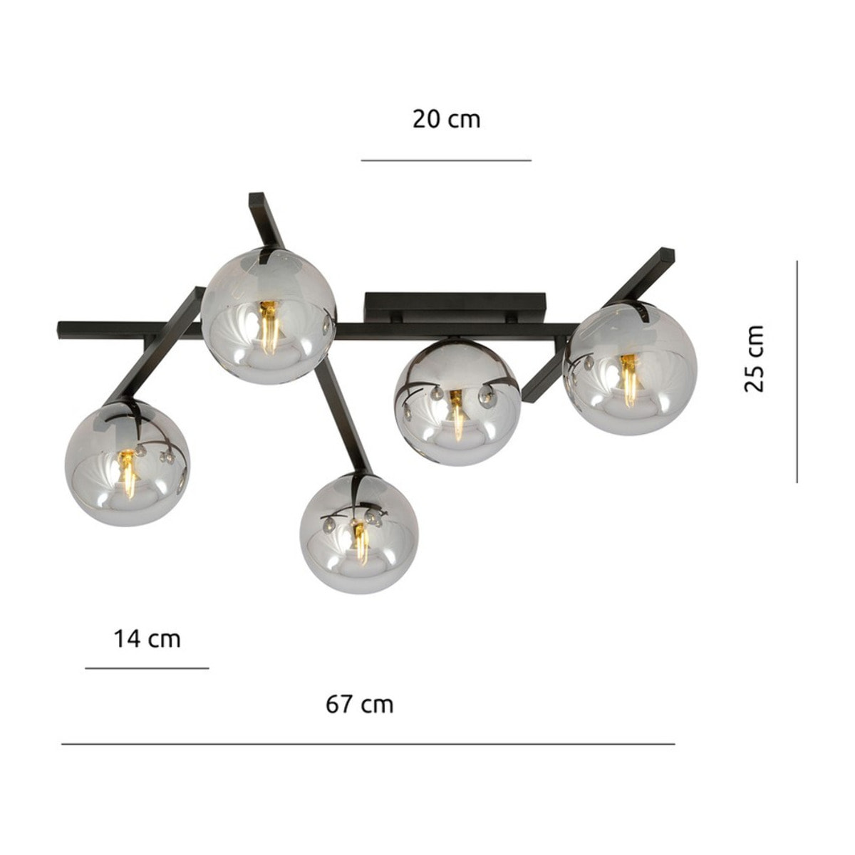 Lampada a sospensione SMART in acciaio nero e vetro grafite