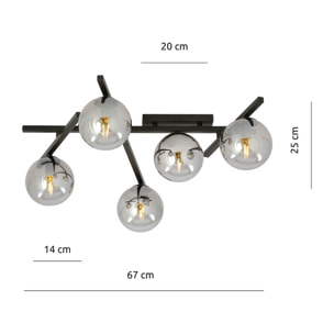 Lampada a sospensione SMART in acciaio nero e vetro grafite