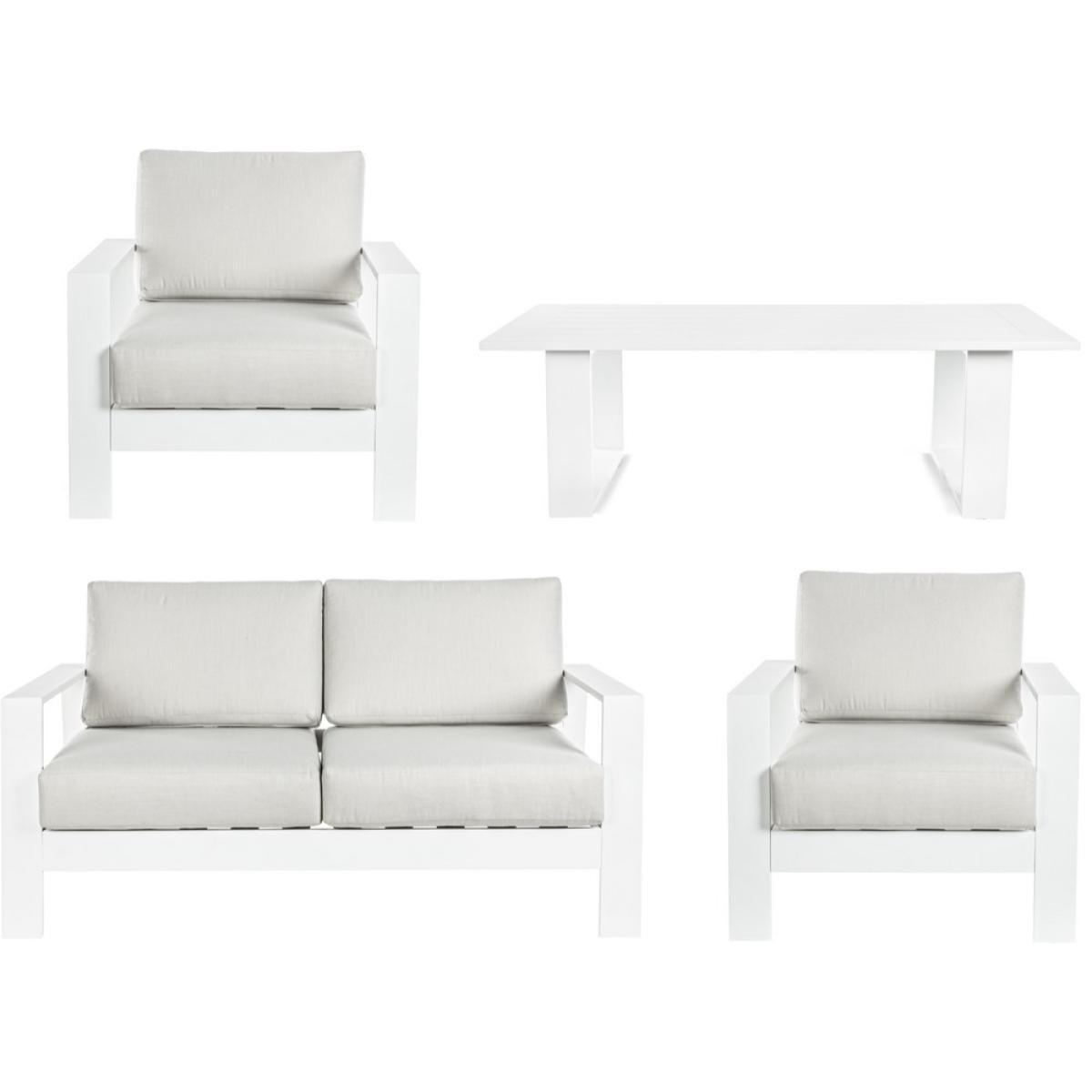 Set da giardino completo Bars in alluminio bianco