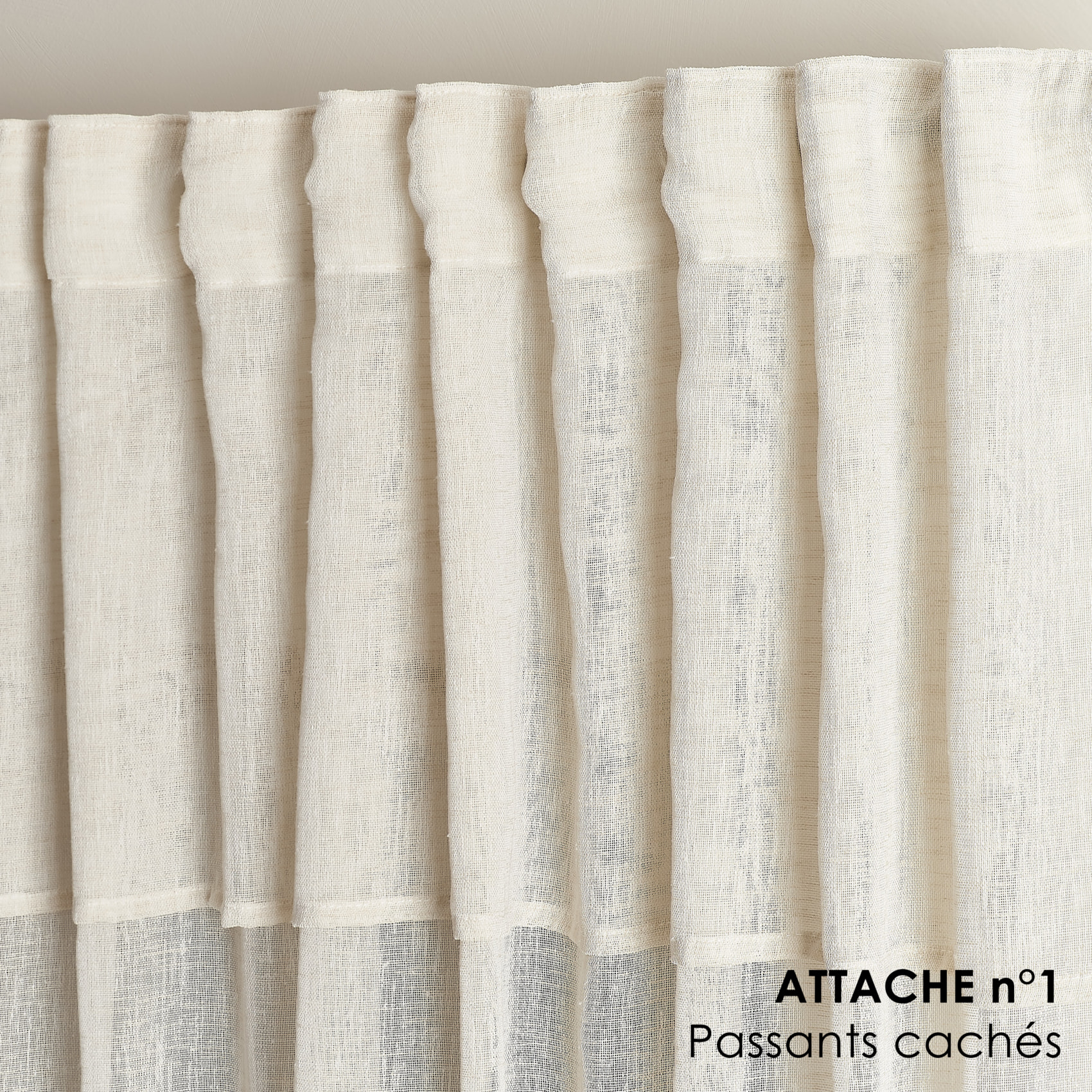 Voilage accroche 3-en-1  avec volant LUZ - Lin