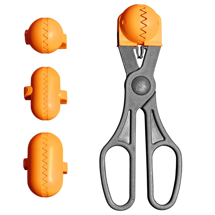 Utensilio multiuso con 4 moldes intercambiables , para croquetas, albóndigas, bolas, sushi, en color naranja de plástico - La croquetera: patentado y