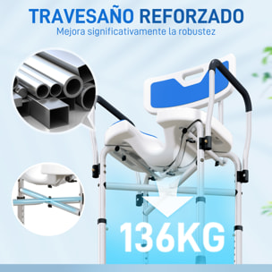 Silla Ducha Personas Mayores Silla de Ducha con Asiento Ranurado Altura Regulable Taburete de Ducha Antideslizante con Respaldo y Reposabrazos Carga 136 kg para Discapacitados Azul