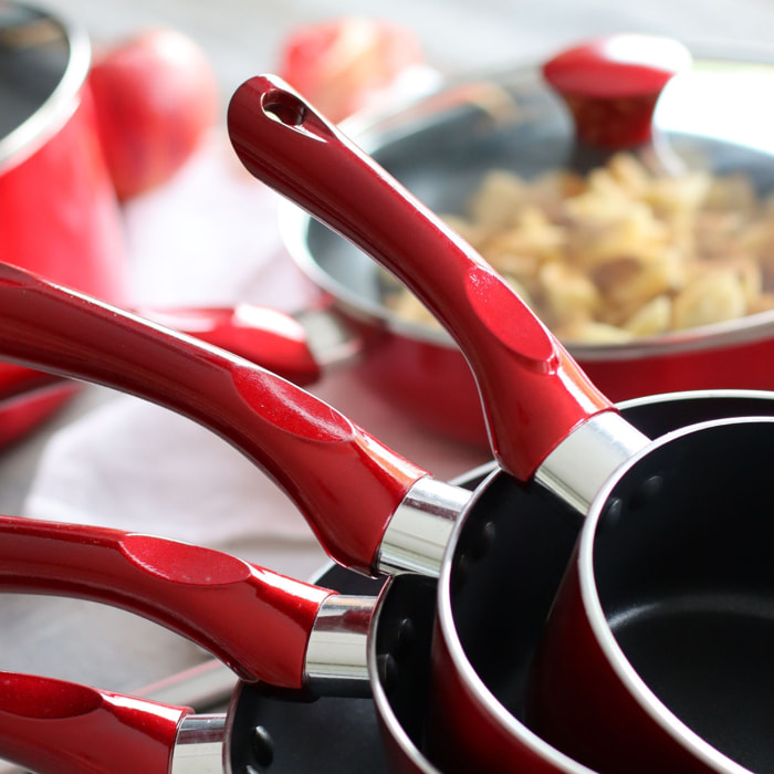 Casserole antiadhésive en aluminium 16cm - tous feux CERISE