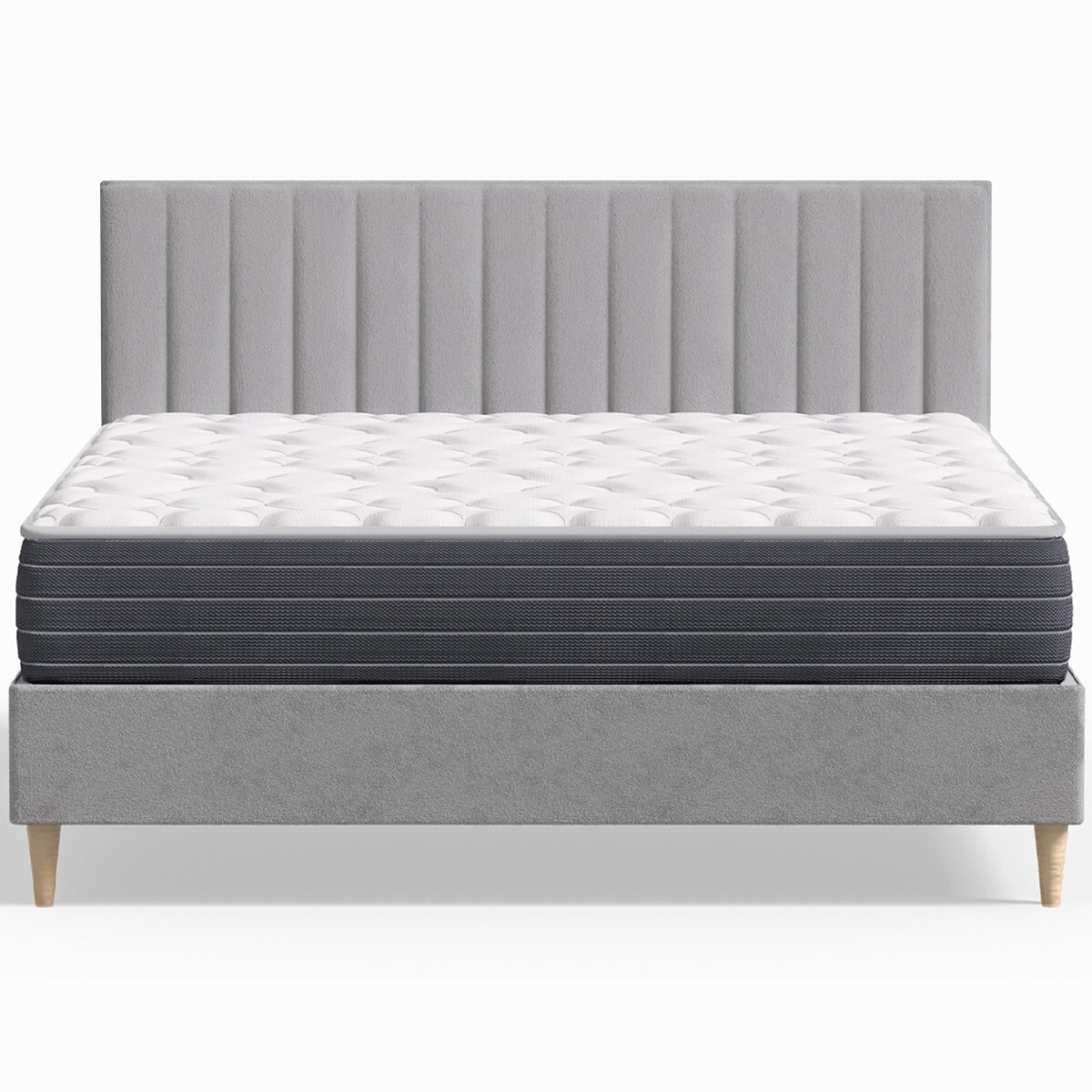 Pack lit en velours + Matelas mémoire de forme - ELIOT & MEMO HR