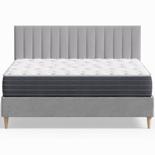 Pack lit en velours + Matelas mémoire de forme - ELIOT & MEMO HR