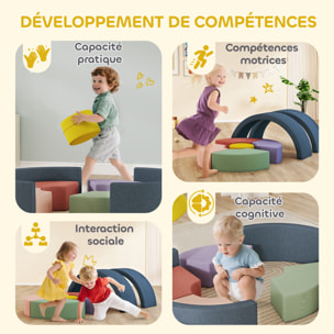 7 blocs de construction en mousse XXL revêtement tissu déhoussable - modules de motricité - multicolore