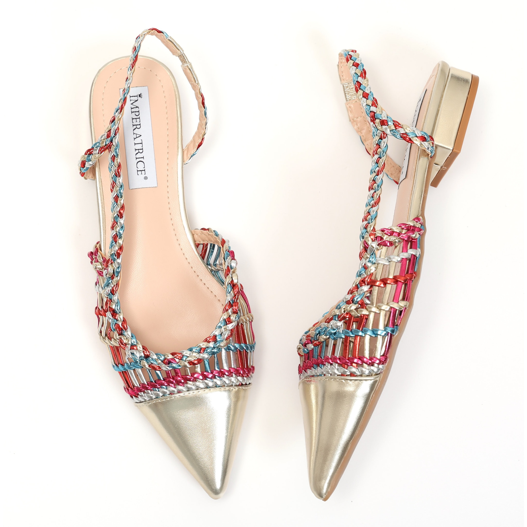 Ballerine in simil pelle con intreccio