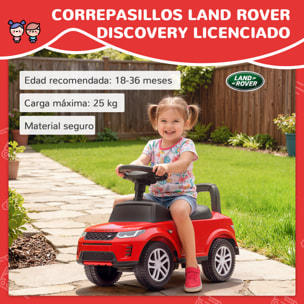 Coche Correpasillos con Licencia de Land Rover, Correpasillos para Niños de 18-36 Meses con Almacenaje, Volante, Bocina, Sonidos de Motor, 65,5x28x42 cm, Rojo
