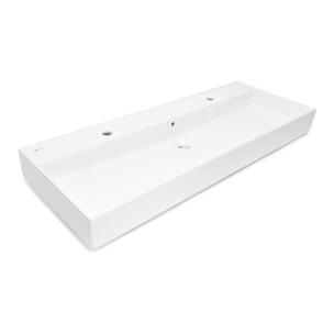 Lavabo 121,4 x 46,9 cm en céramique blanc – 2 trous – Infinitio (SATINF12046)