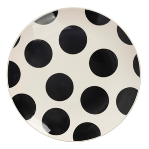 Set de vajilla de 12 piezas de gres con lunares negros (4 platos llanos 27 cm, 4 platos hondos 21 cm y 4 platos de postre 19 cm) – Dots La Maison