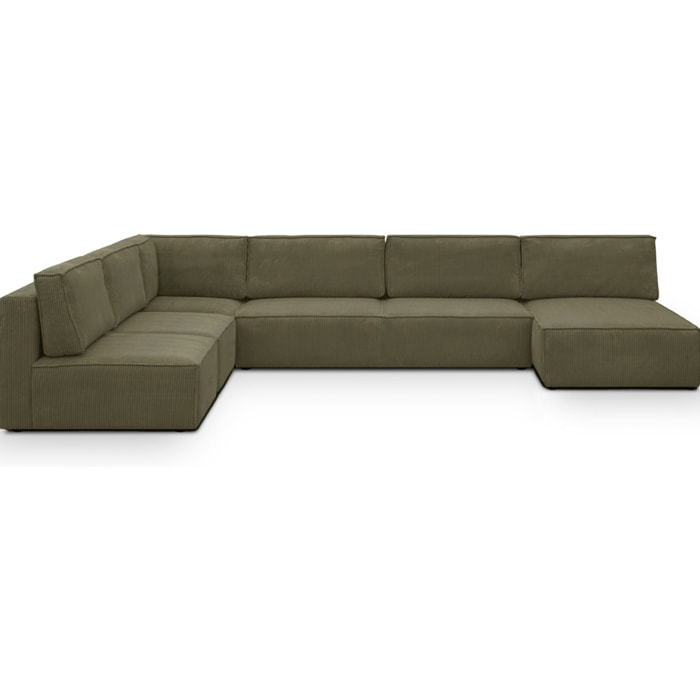 Canapé d'angle droit convertible 9/10 places en velours côtelé - Harper Mod