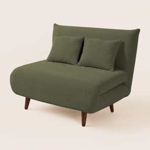 Lumi - Banquette convertible clic-clac 1 place en velours côtelé - Vert