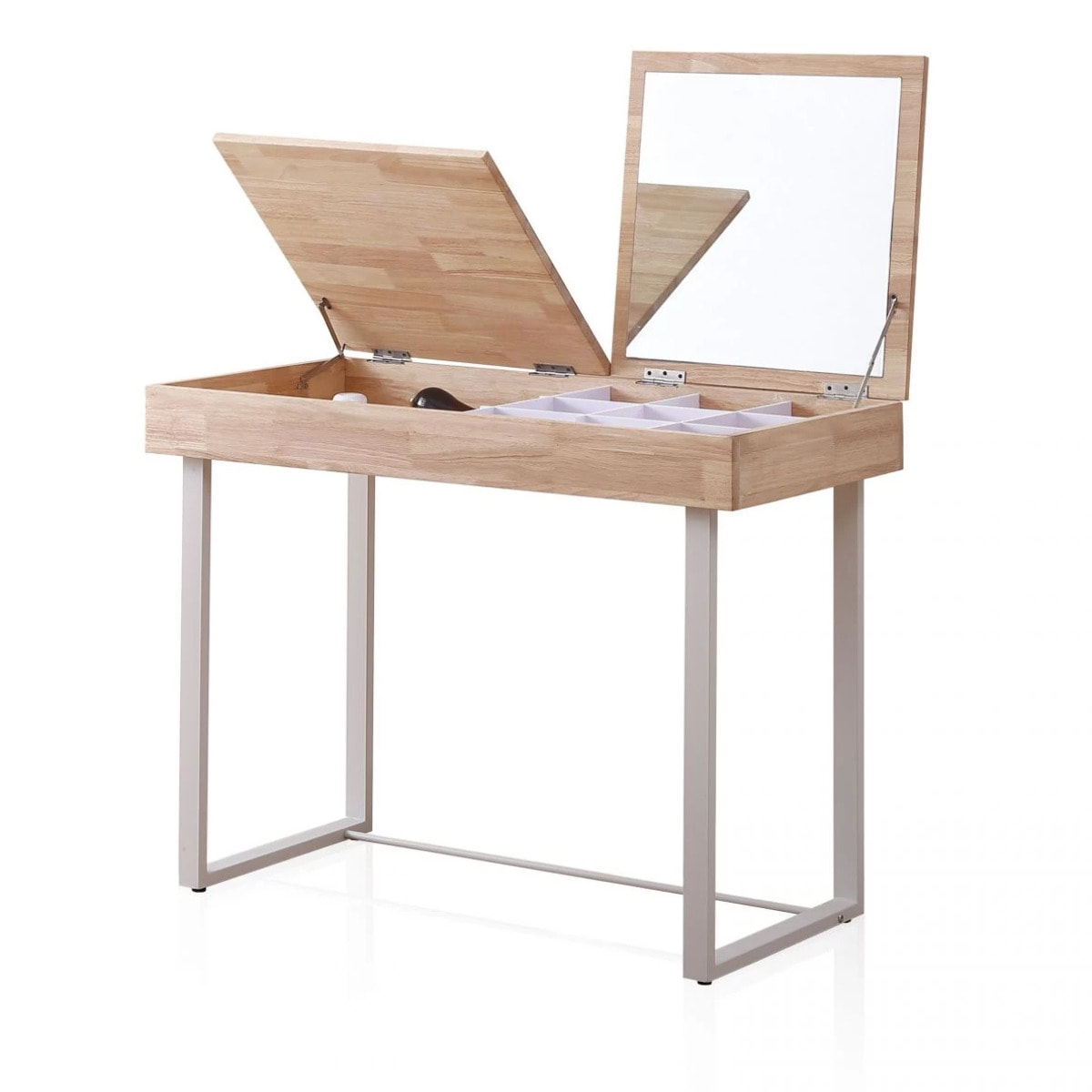 Tocador con espejo Pretty Roble salvaje - Blanco