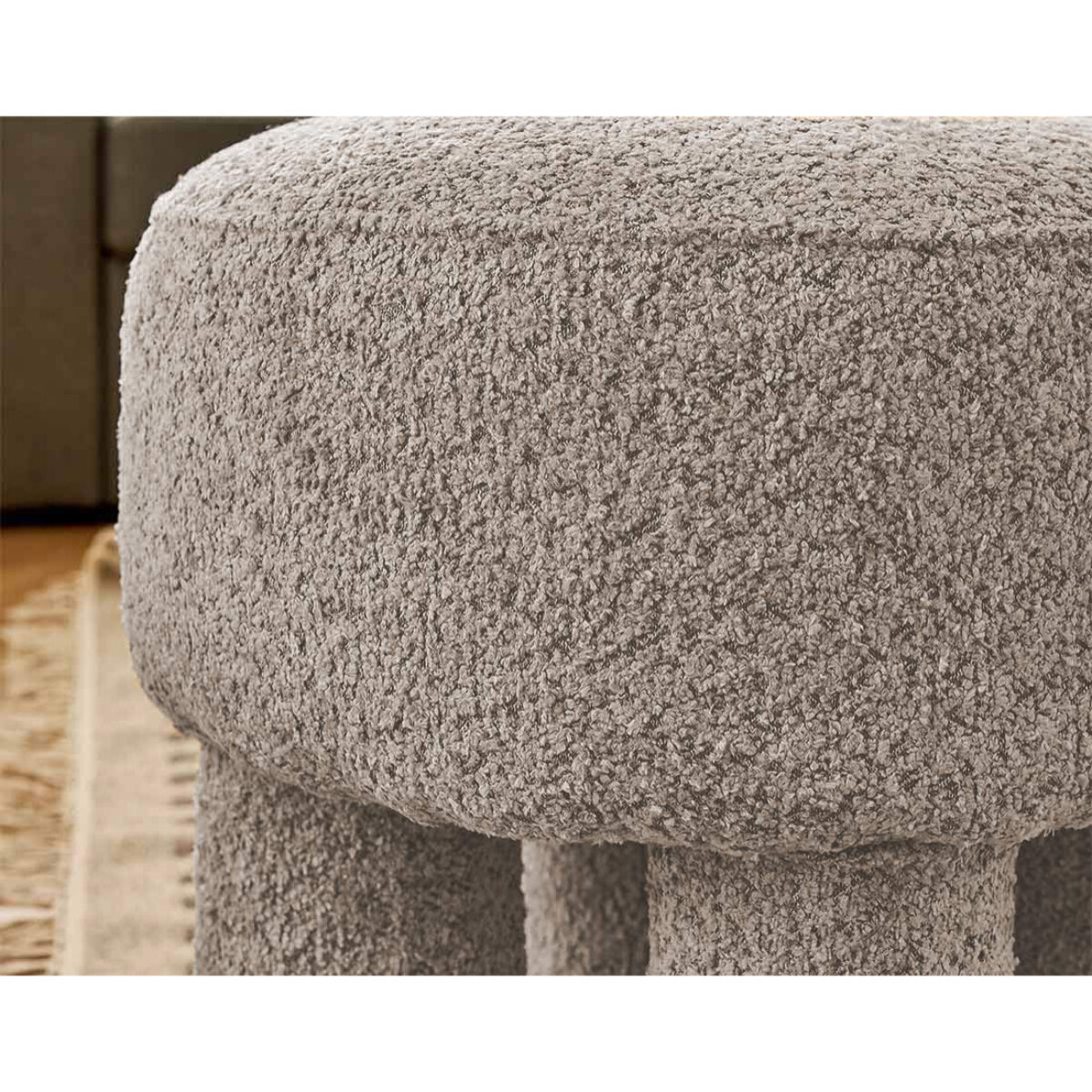 Minna - pouf - en tissu bouclette - Gris clair