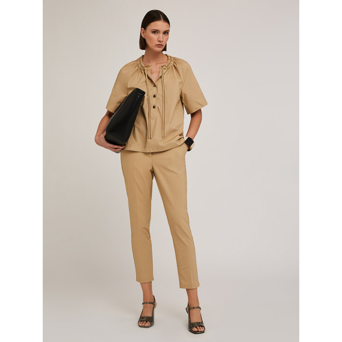Motivi - Pantalón regular de tejido técnico - Beige