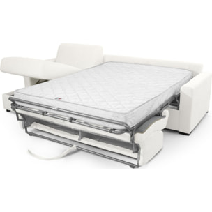 Canapé d'angle convertible express 5 places en tissu bouclette - PALOMA