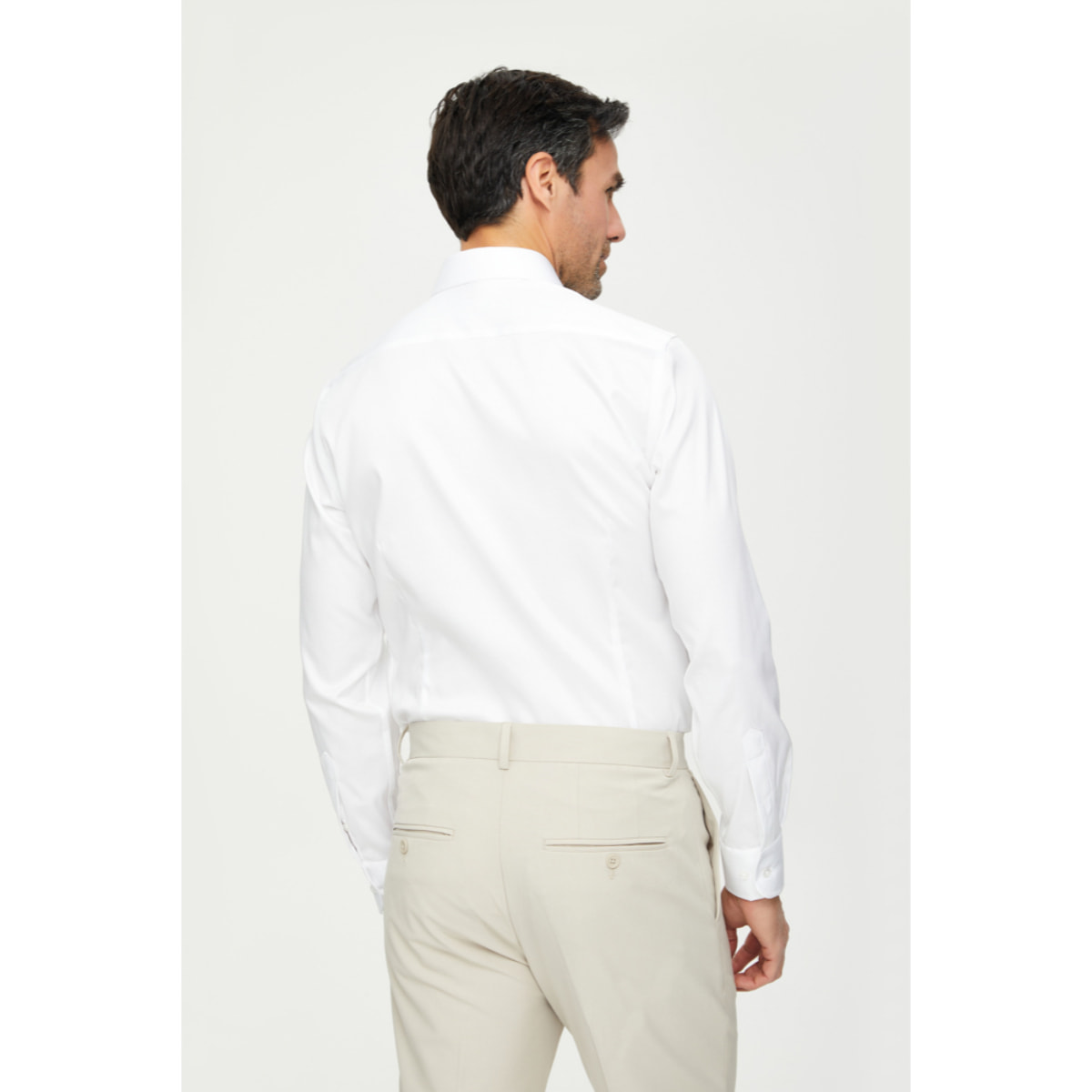 Camicia Uomo 1 Bottone Francese Slim Twill No iron Bianco