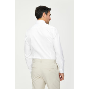 Camicia Uomo 1 Bottone Francese Slim Twill No iron Bianco