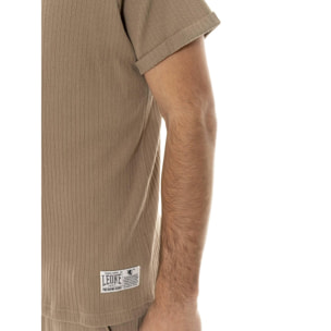 T-shirt da uomo in costina Leone Natural