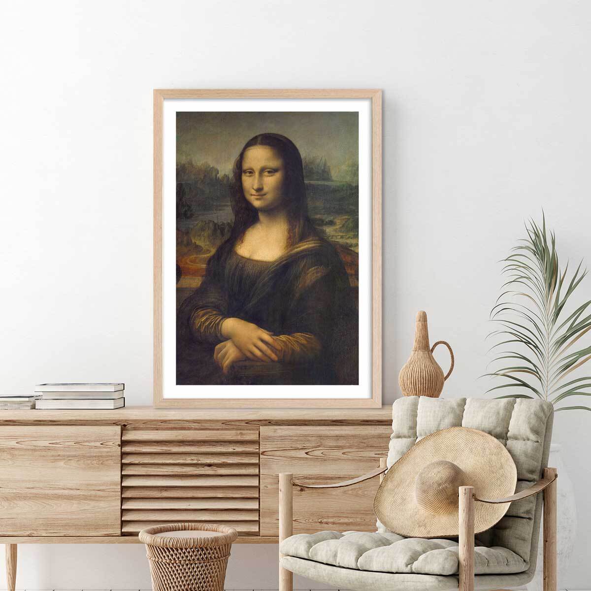 Affiche La joconde par Leonard De Vinci Affiche + cadre en bois - Chêne