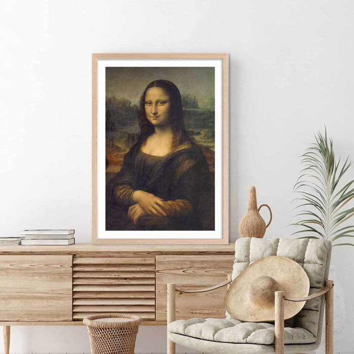 Affiche La joconde par Leonard De Vinci Affiche + cadre en bois - Chêne