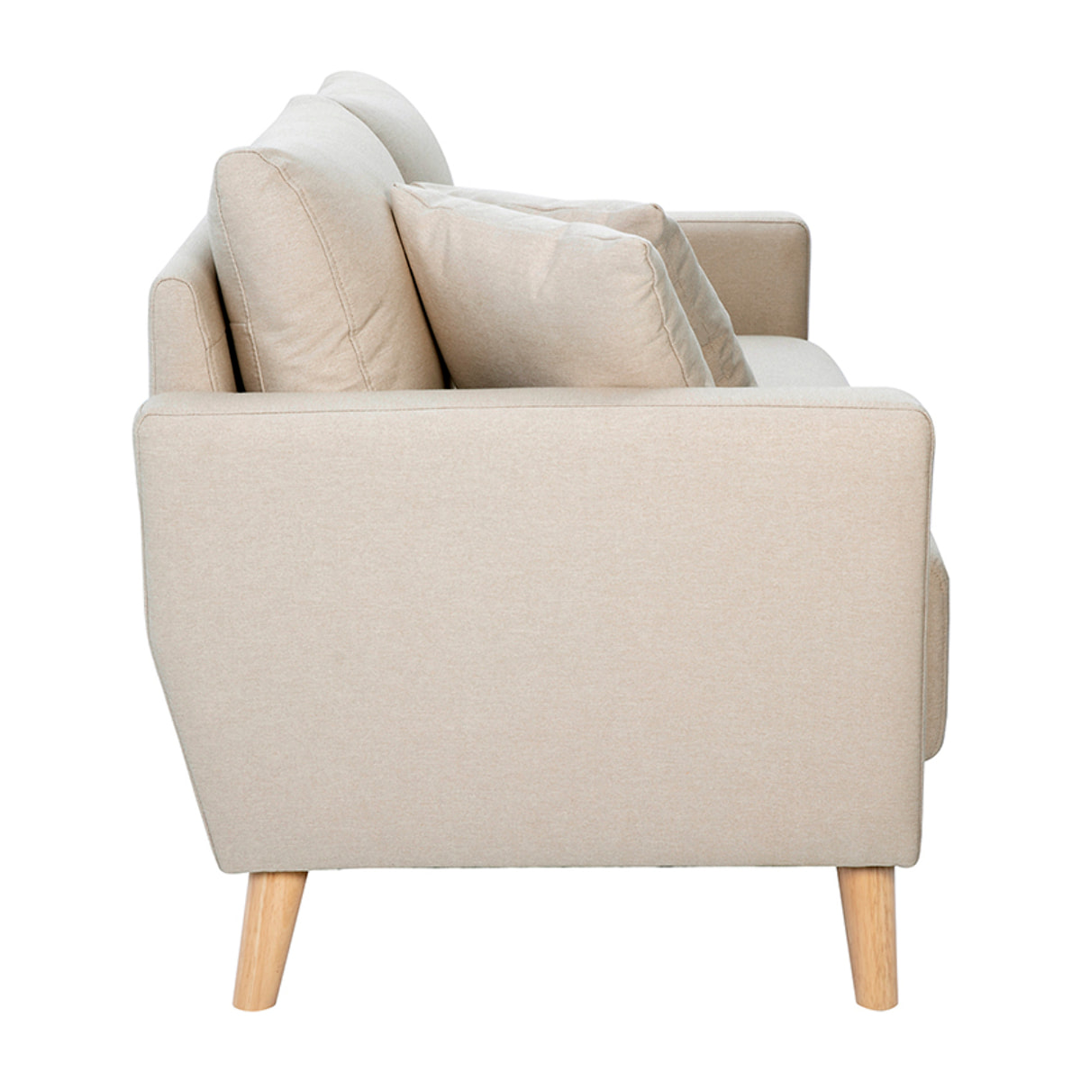 Canapé 2 places en tissu beige et bois clair MUNIK