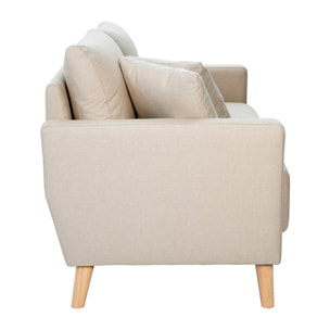Canapé 2 places en tissu beige et bois clair MUNIK