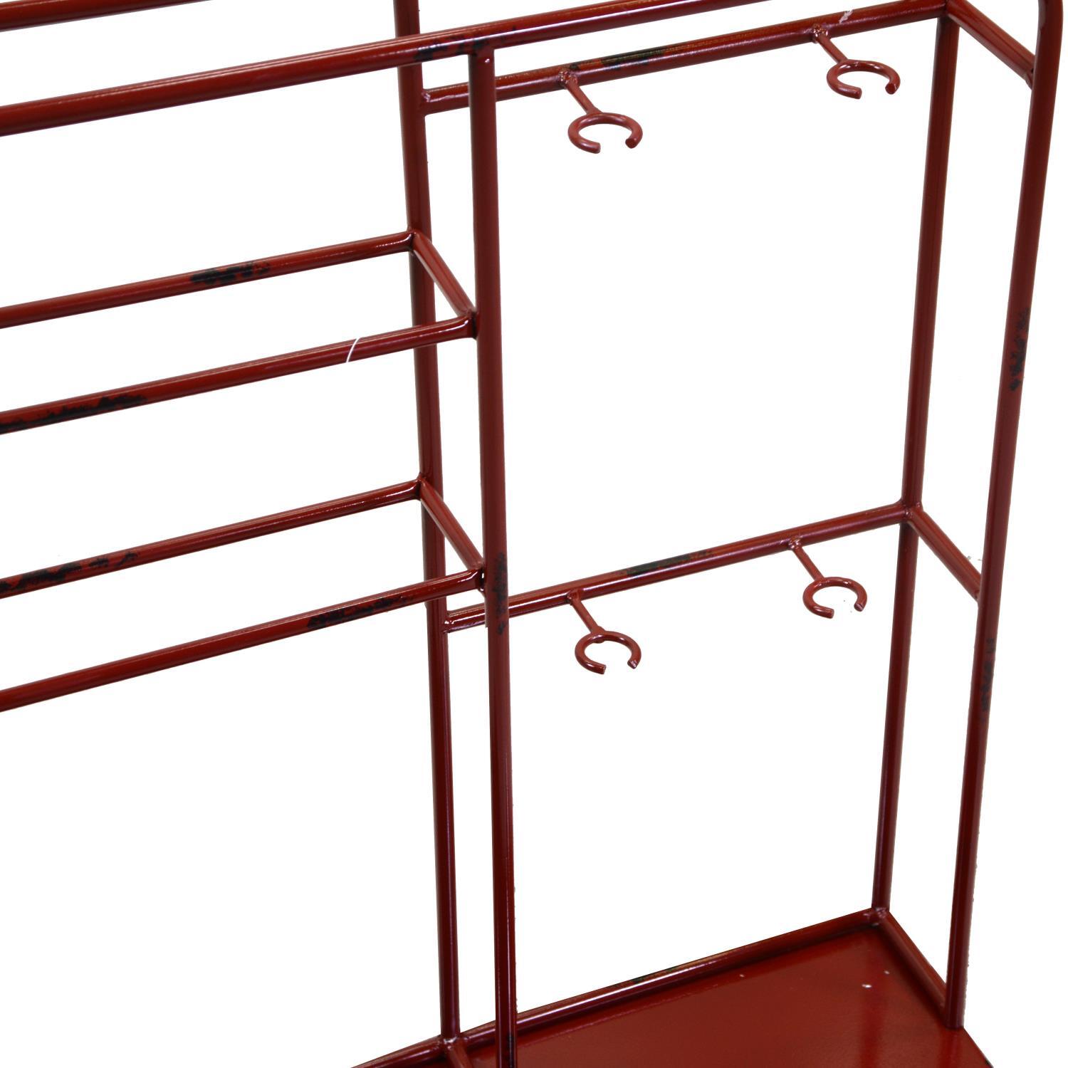 Portabottiglie in metallo da muro 2 posti rosso rettangolare cm59x33h62,5