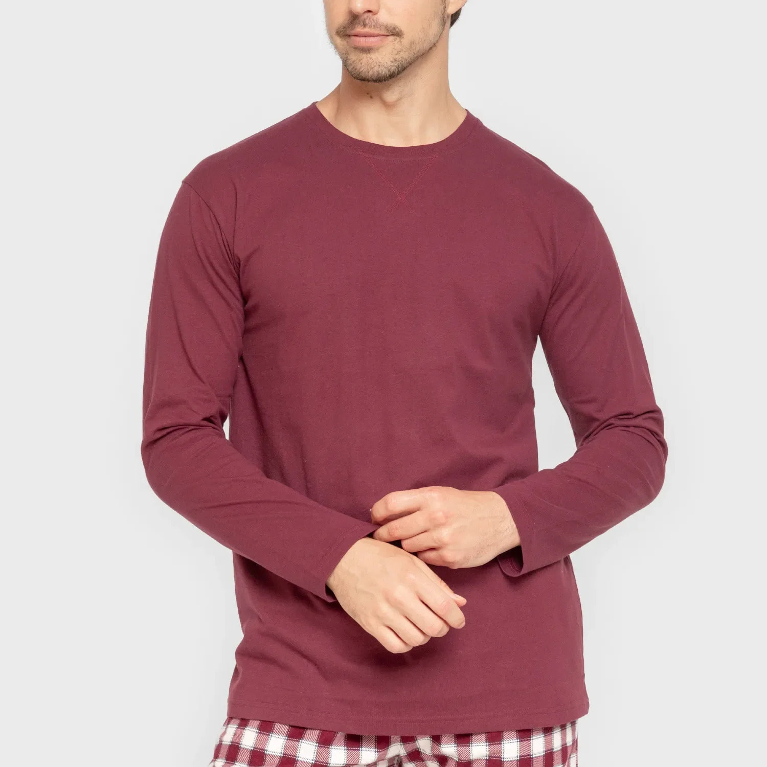 Pigiama uomo in flanella cuadro gustavo bordeaux