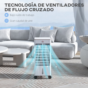 Enfriador de Aire Portátil 3 en 1 Climatizador Evaporativo Oscilante con 3 Velocidades Control Remoto Temporizador 7,5h Pantalla LED Tanque de Agua 3L Efecto 15-20 ㎡ 22,5x24,5x53,5 cm Blanco