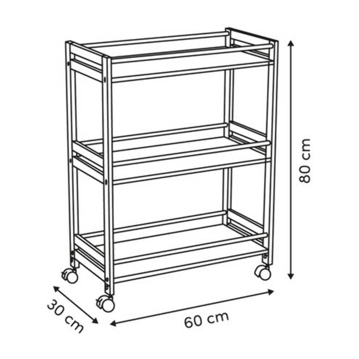 Desserte 3 niveaux Come L30cm bois et effet marbre