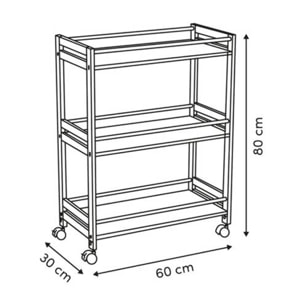 Desserte 3 niveaux Come L30cm bois et effet marbre