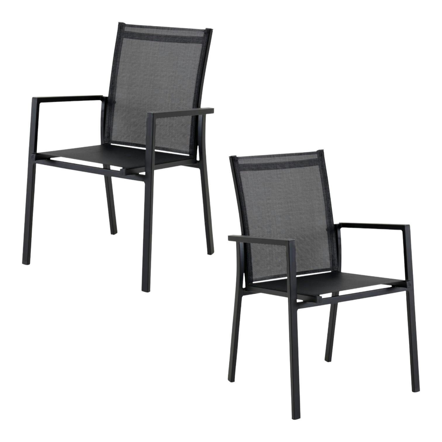 Fauteuil de jardin noir en aluminium (lot de 2) OSLO