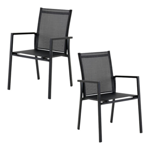 Fauteuil de jardin noir en aluminium (lot de 2) OSLO
