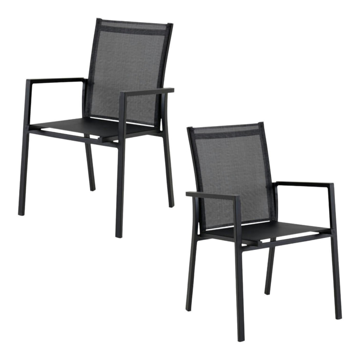 Fauteuil de jardin noir en aluminium (lot de 2) OSLO
