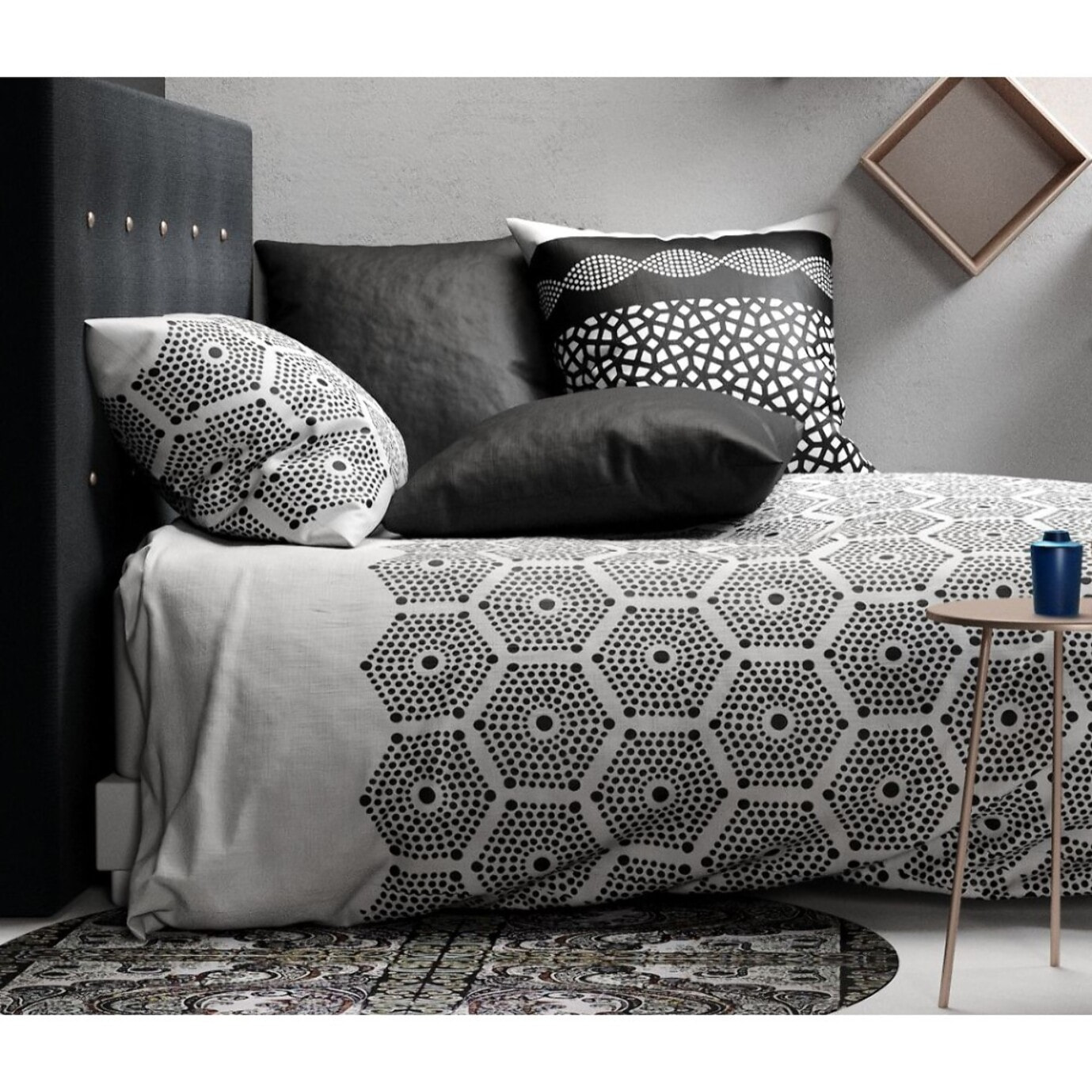 Parure housse de couette coton noir