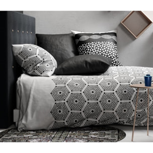 Parure housse de couette coton noir