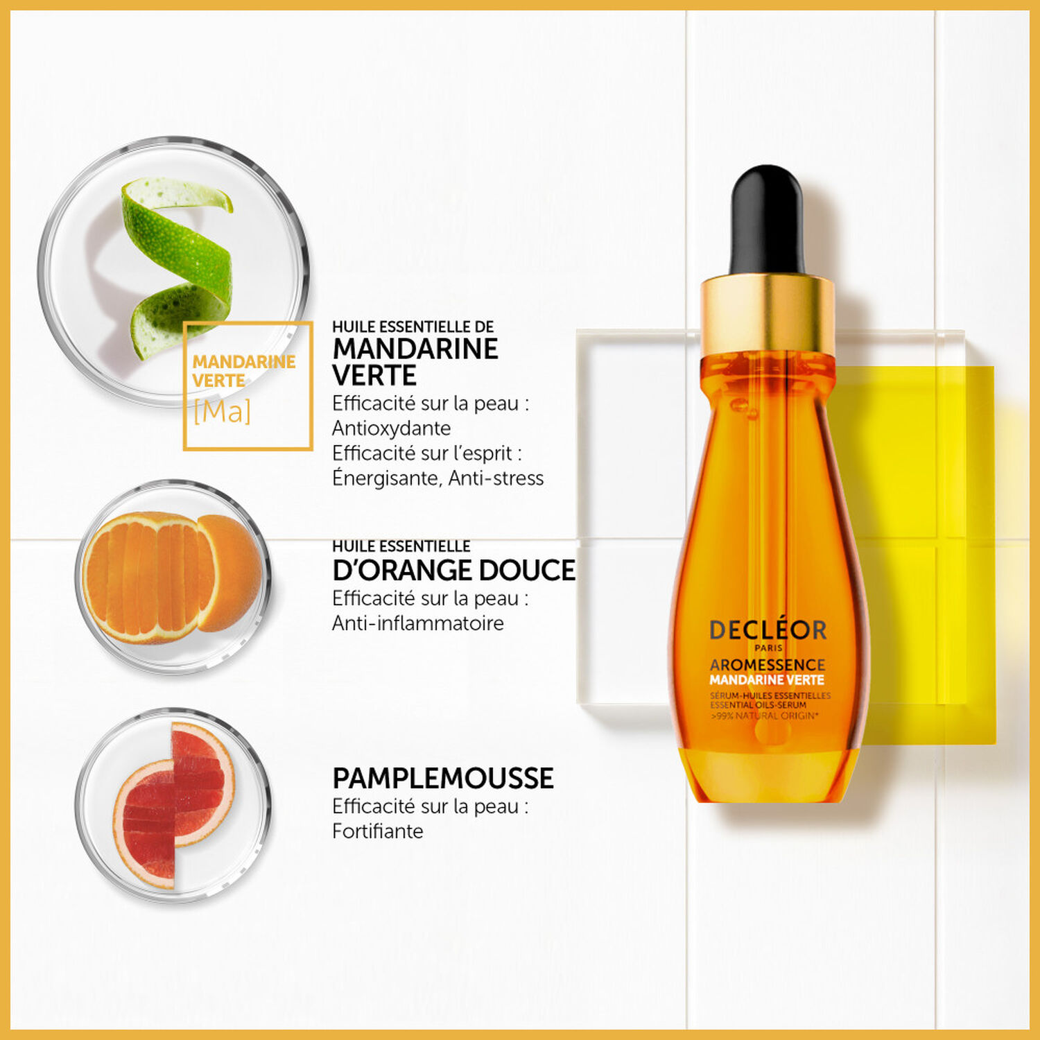 Aromessence Sérum Huiles Essentielles Mandarine Verte - Sérum Visage Eclat Lissant 15 ml
