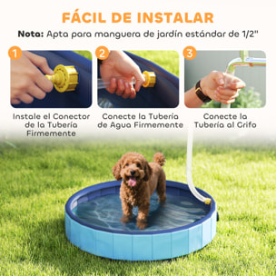 Piscina para Perros Plegable con Aspersor Bañera Portátil para Mascotas Pequeños de PVC Antideslizante y Resistente al Desgaste para Interiores y Exteriores Ø80x20 cm Azul Claro