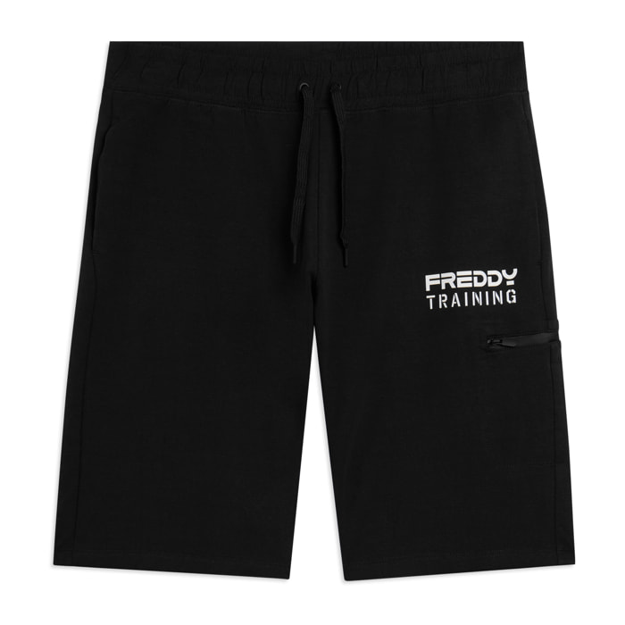Shorts con stampa "TRAINING" e tasca zip